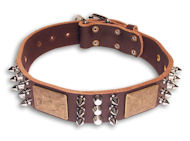 Bulldog handcrafted Brown dog collar 20 inch/20'' collar - C86
