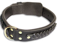 Bulldog Braided Black dog collar 20 inch/20'' collar-C55s33