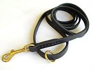 Flat Leather Leash 1/2 inch w/h solid brass for English Bulldog