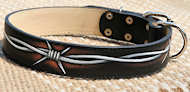 Bulldog custom handpainted leather dog collar - Barbed Wire