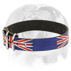 Genuine leather English Bulldog collar with painting