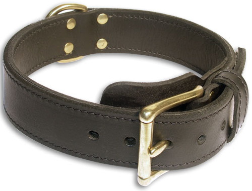Bulldog Leather Black dog collar 19 inch/19'' collar - c33nh