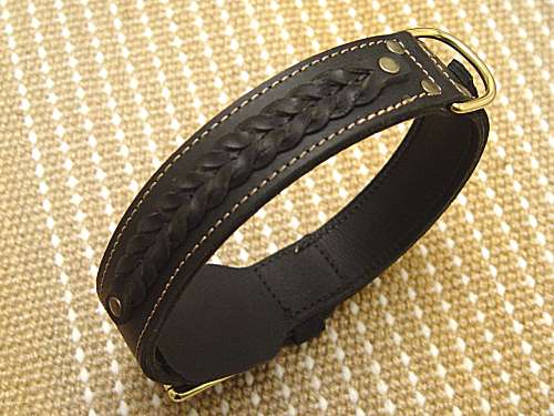 Gorgeous Wide 2 Ply Leather Dog Collar for English bulldog