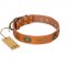 "Dandy Pet" FDT Artisan Handcrafted Tan Leather English Bulldog Collar