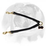 English Bulldog Leather Coupler for 2 Dogs Leash