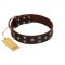 "Brown Shadow" Designer Handmade FDT Artisan Brown Leather English Bulldog Collar