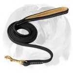 English Bulldog Leather Dog Leash with Inner Soft Padding