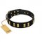 "Glorious Night" FDT Artisan Decorated Black Leather English Bulldog Collar