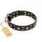 'A La Mode' FDT Artisan Handmade Black Leather English Bulldog Collar