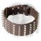 English Bulldog Extra Wide Pure Leather Dog Collar with Spikes and Cones