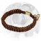 English Bulldog Braided Genuine Leather Dog Collar with Quick Release Buckle