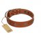 "Sweet Caramel" Designer FDT Artisan Tan Leather English Bulldog Collar