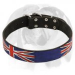 English Bulldog Leather Dog Collar Special Edition with UK Flag