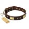 "Rich Fashion" FDT Artisan Decorated Leather English Bulldog Collar with Plates and Studs