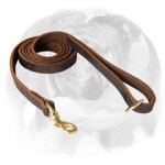 English Bulldog Stitched Pure Leather Dog Leash