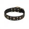 'Jolly Rojer' FDT Artisan Leather English Bulldog Collar with Pirate Skulls and Studs - 1 1/2 inch (40 mm) wide