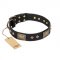 "Jewel Passion" FDT Artisan Fashionable Black Leather English Bulldog Collar