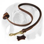 Leather Obedience English Bulldog Leash With Circle Handle