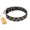 "Romantic Breeze" FDT Artisan Daily Walking Black Leather English Bulldog Collar