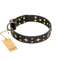 'A La Mode' FDT Artisan Handmade Black Leather English Bulldog Collar