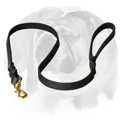 English Bulldog Handcrafted Leather Dog Leash for Walking and Training