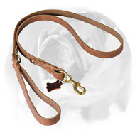 English Bulldog Braided Design Professional Leather Dog Leash