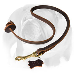 Leather Obedience English Bulldog Leash With Circle Handle