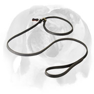 English Bulldog Leather Dog Leash and Choke Collar 2-in-1