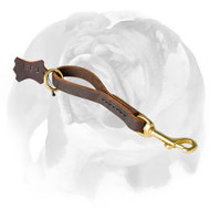 English Bulldog Leather Pull Tab Dog Leash