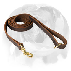 English Bulldog Stitched Pure Leather Dog Leash