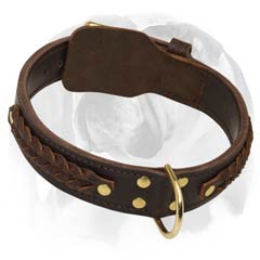 English Bulldog braided leather collar