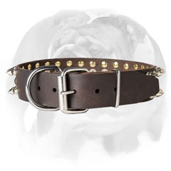 Genuine leather English Bulldog breed collar