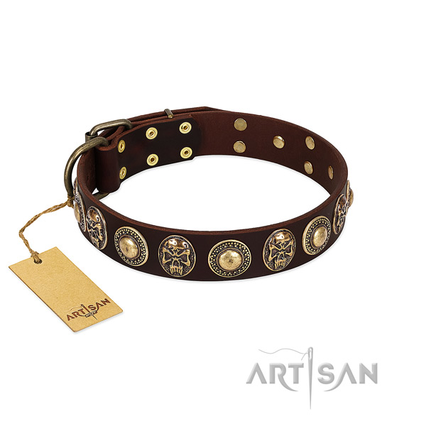 Extraordinary genuine leather dog collar for handy use