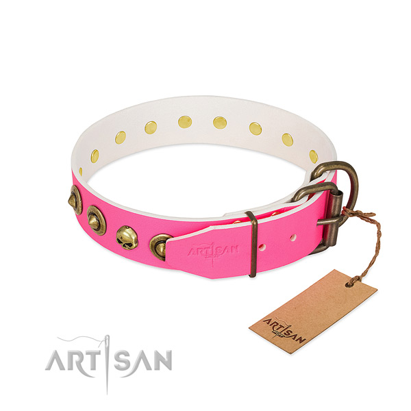 Full grain natural leather collar with exquisite studs for your canine