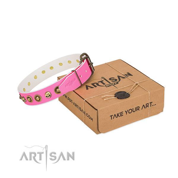 Leather collar with trendy decorations for your canine