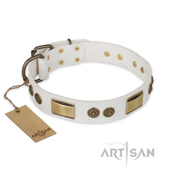 Stylish design leather dog collar for fancy walking