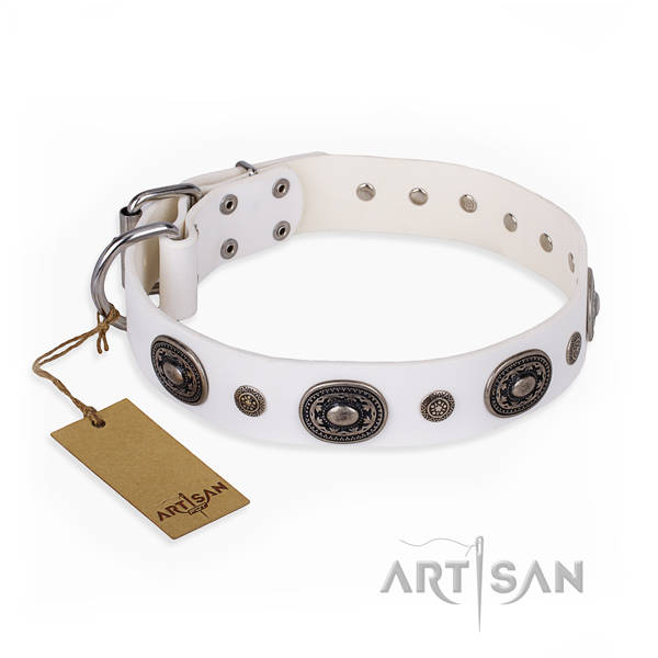 Top rate genuine leather collar made for your four-legged friend