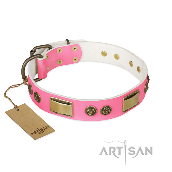 Exceptional full grain genuine leather dog collar for daily use