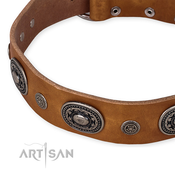 Soft to touch leather dog collar made for your handsome canine