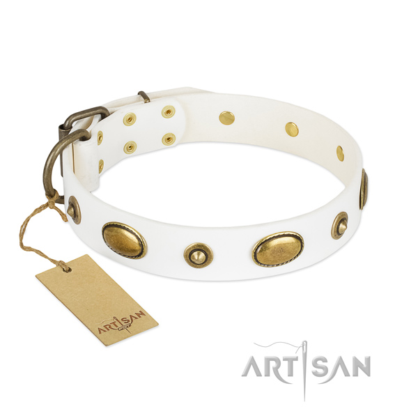 Adjustable full grain genuine leather collar for your pet