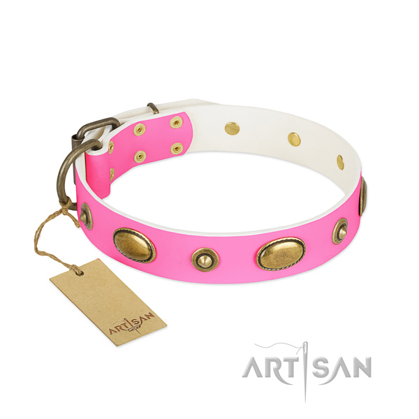 Stylish design full grain natural leather collar for your four-legged friend
