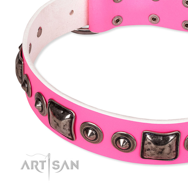 Gentle to touch natural genuine leather dog collar crafted for your beautiful dog