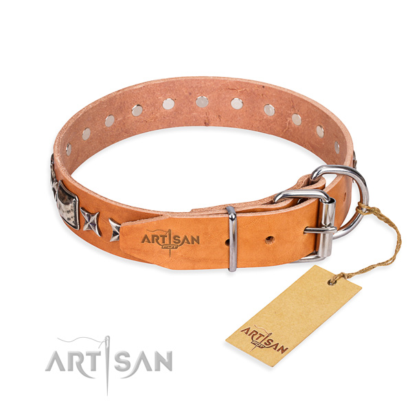 Top notch adorned dog collar of full grain genuine leather