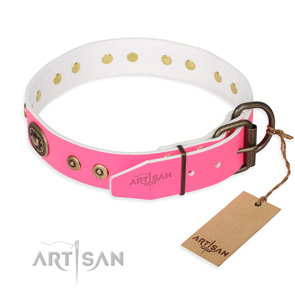 Leather dog collar made of quality material with rust resistant studs