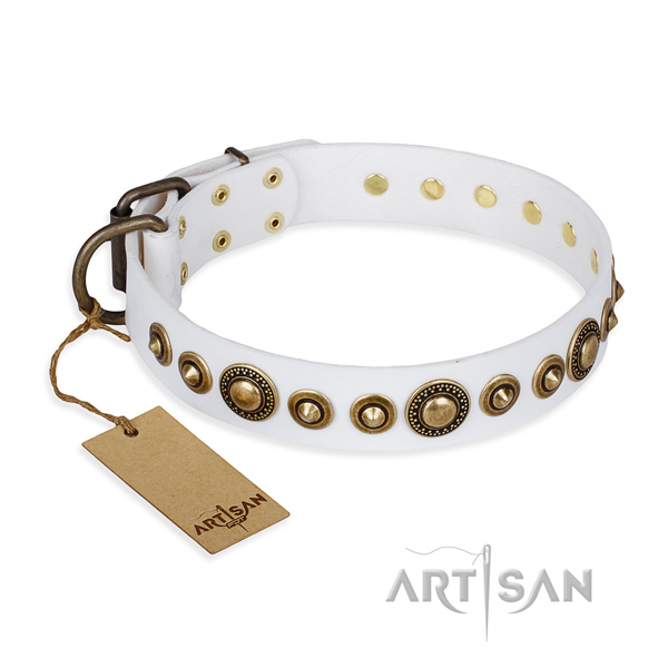 Flexible full grain natural leather collar handcrafted for your canine