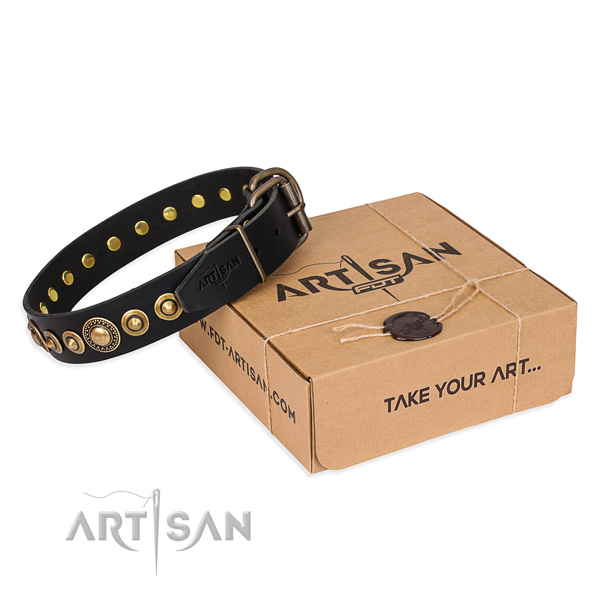 Soft leather dog collar handmade for daily use