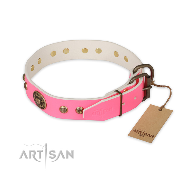 Rust resistant traditional buckle on genuine leather collar for basic training your four-legged friend