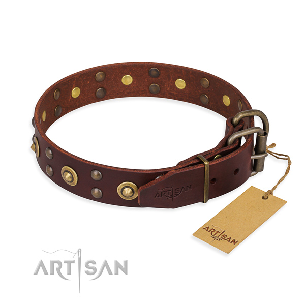 Strong fittings on genuine leather collar for your stylish dog