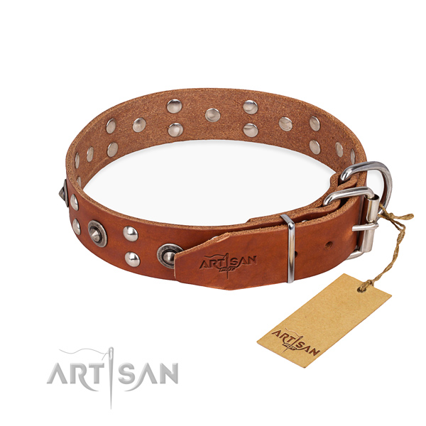 Rust resistant hardware on full grain genuine leather collar for your stylish dog