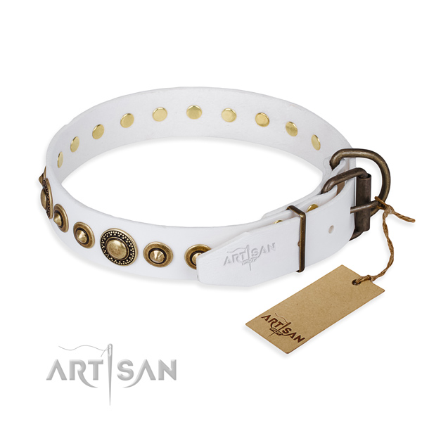 Gentle to touch leather dog collar handcrafted for basic training